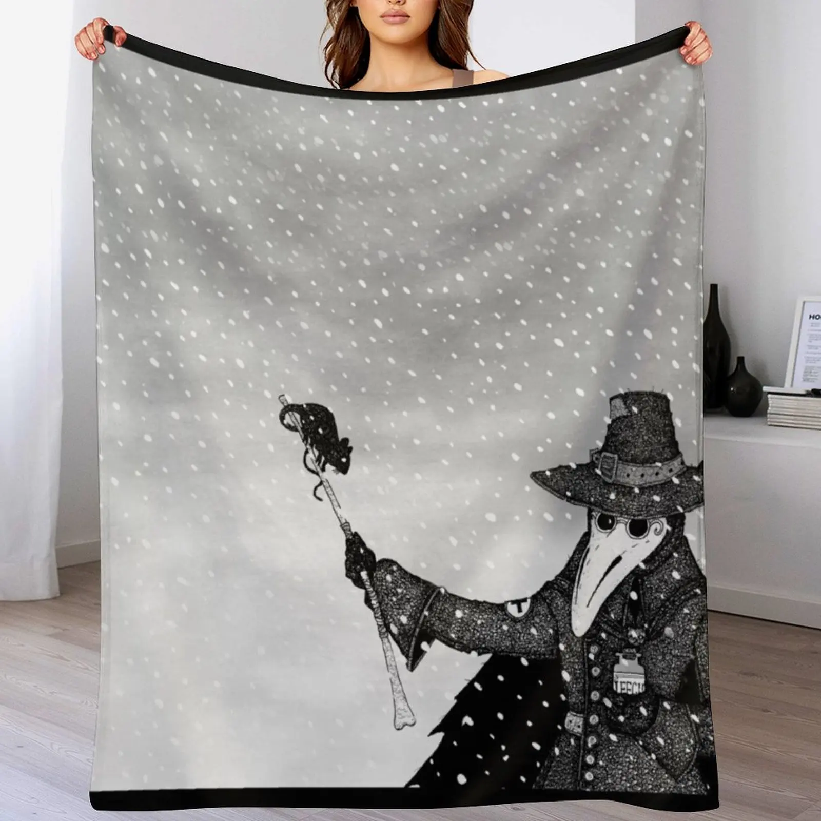 Plague Doctor in the Snow Throw Blanket Versatile Cozy Throw Blanket for All Occasions