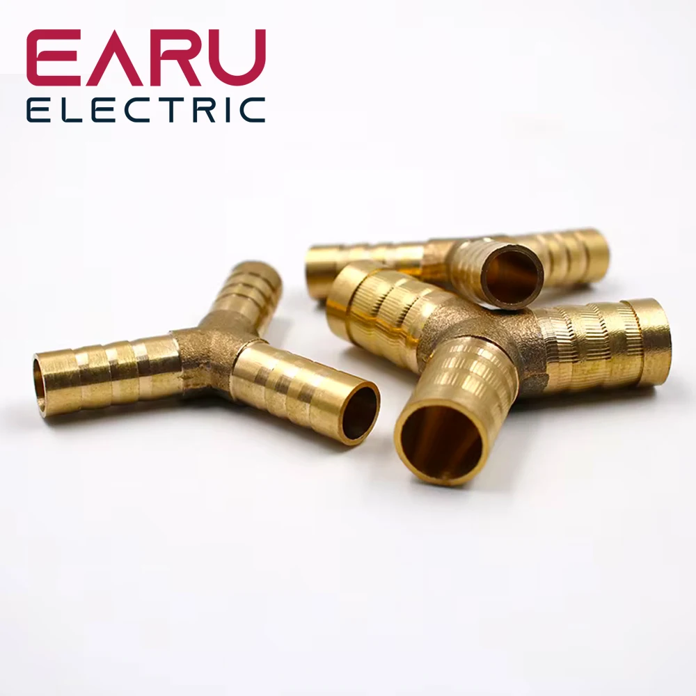6-12mm BRASS Y type Hose Joiner Piece 3 WAY Fuel Water Air Pipe TEE CONNECTOR Pneumatic Connect Plug Socket for Air Gas Oil