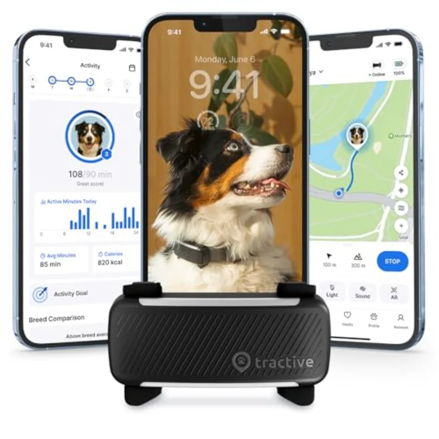 

Smart Dog GPS Tracker Live Pet Tracker with Virtual Fence Vital Signs Monitoring Heart Respiratory Rate Bark Monitorin
