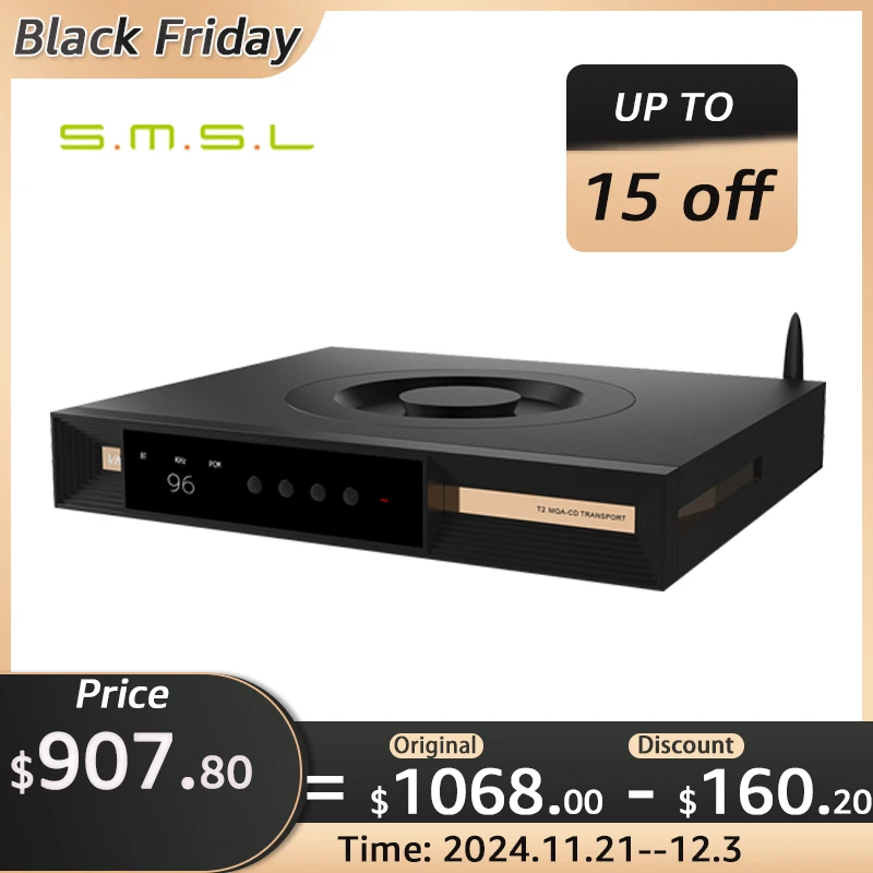 SMSL VMV T2 Hi-Fi CD Player Bluetooth Desktop Decoder USB DAC with MQA Support Fully Expandable Clock Input and Output