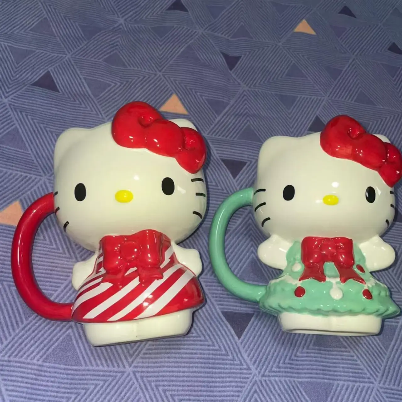 HelloKitty character peripheral Christmas red and green color Kitty ceramic mug holiday home decoration kawaii children's gift