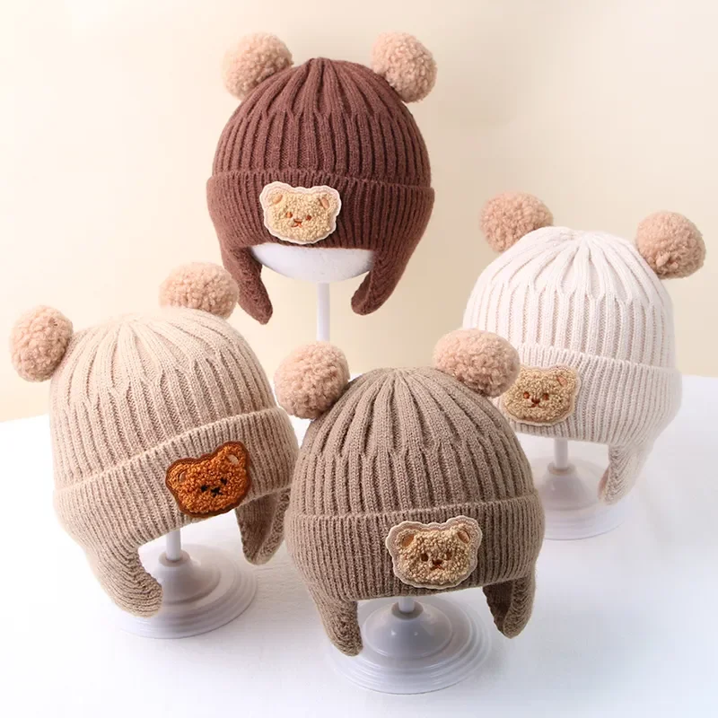 Solid Color Wool Knitted Bonnet Bebe Newborn Baby Hat Pompom Cute Winter Hat For Kids Boys Girls Children Warm Beanie Cap