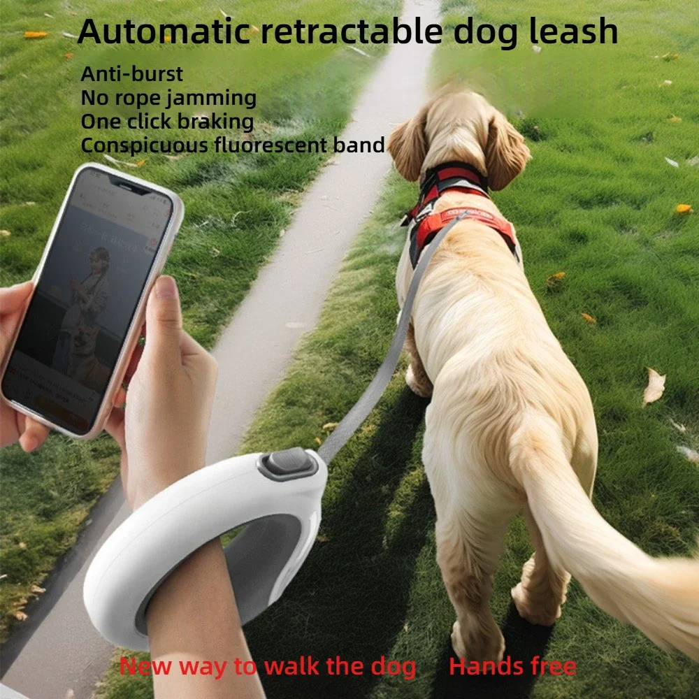 Large Dog Leash Auto Retractable Explosion Proof Pet Leash Dog Collar