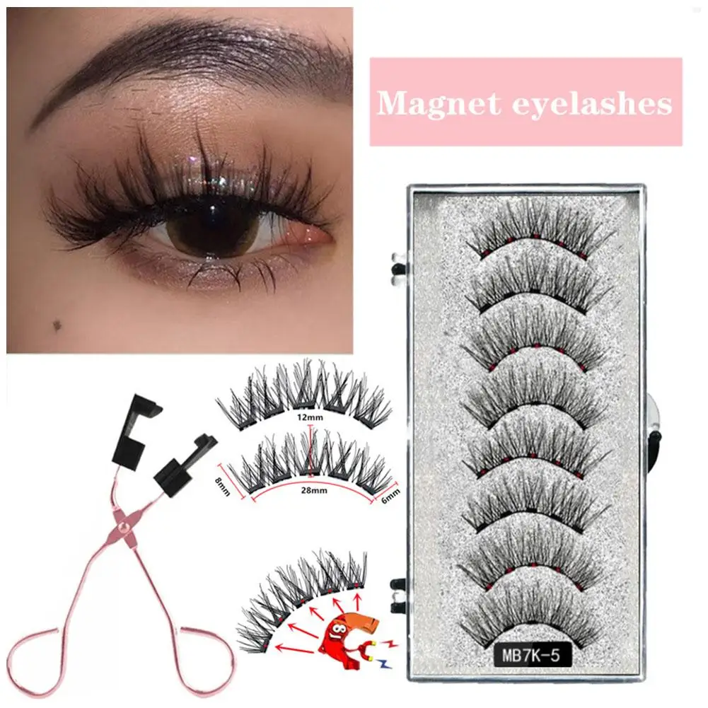 MB3K 5 Magnetic Eyelashes Natural With 3D Magnet Handmade 8PCS Magnetic Lashes Tweezer Set Mink Eye Lashes Faux Cils Magnetiqu