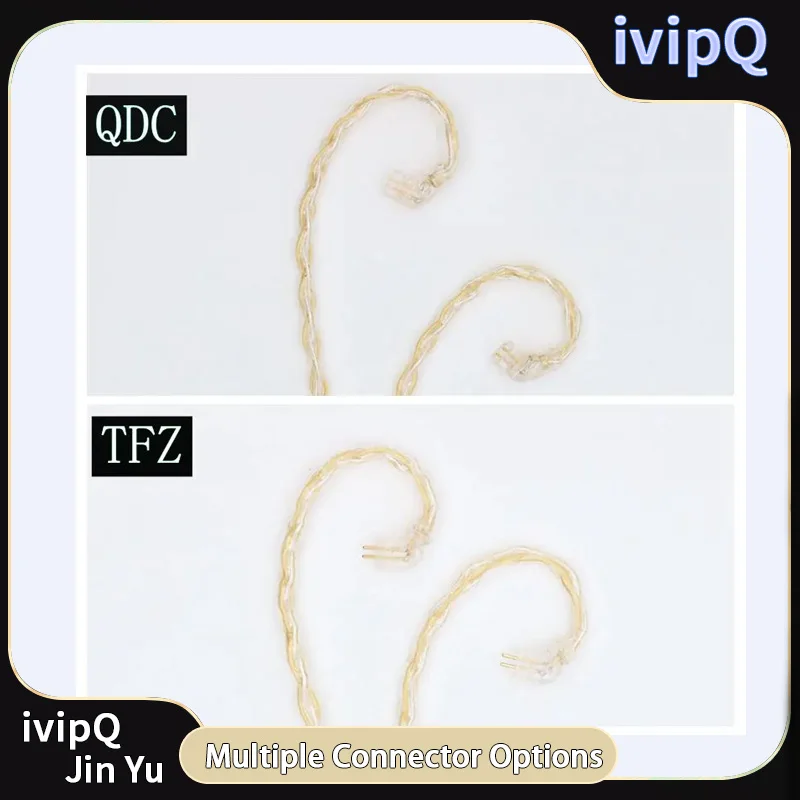 ivipQ 8-Core Sterling Silver Gold-plated Wire MMCX/2-PIN/QDC/TFZ Pin 2.5/3.5/4.4mm Earphone Cable, For DB3/F3/NK10/FR12/SP12T2