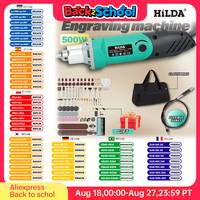 HILDA Engraver Electric Drill Dremel 500W 6 Variable Speed High-Power Green Woodworking Rotary Tools Set Grinder Polishing