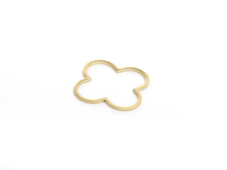 10pcs Floral Earring Charms, Clover Leaf Brass Connector, 35x1.1mm, Necklace Pendant, Jewelry Making - R1073