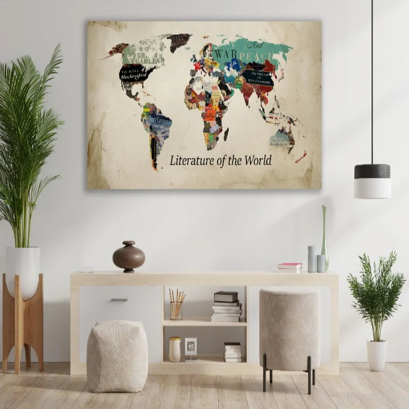 VIKAMA watercolor world map wall tapestry  Tapestry Wall Hanging Living Room Decor Resistant to dirt Floor Decor Aesthetic