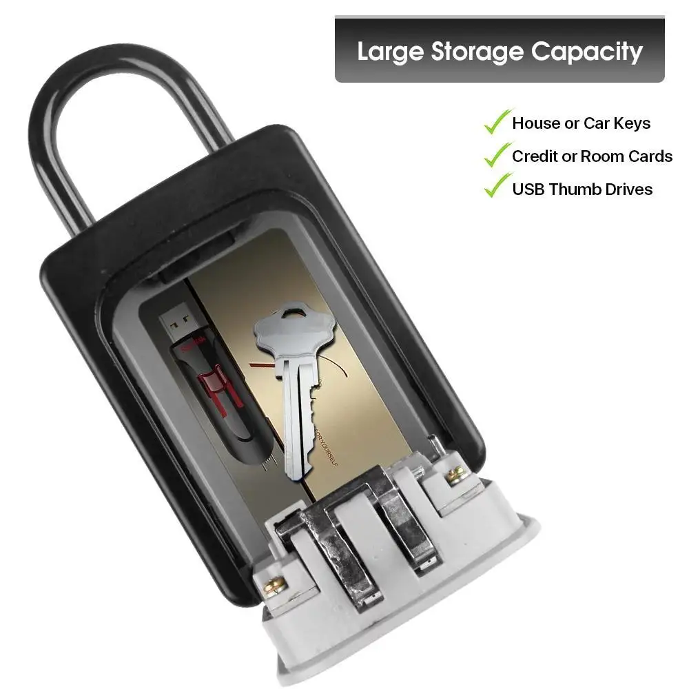 Wall Mounted Key Lock Box Key Safe Box Weatherproof 4 Digit Combination Key Storage Security Lock Box Password Key Box