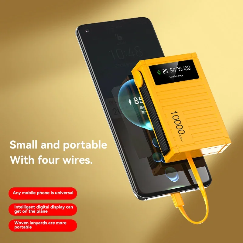 고용량 파워뱅크 50000mAh 초고속 충전 휴대용 파워뱅크 내장형 4개 케이블 아이폰 삼성 화웨이용