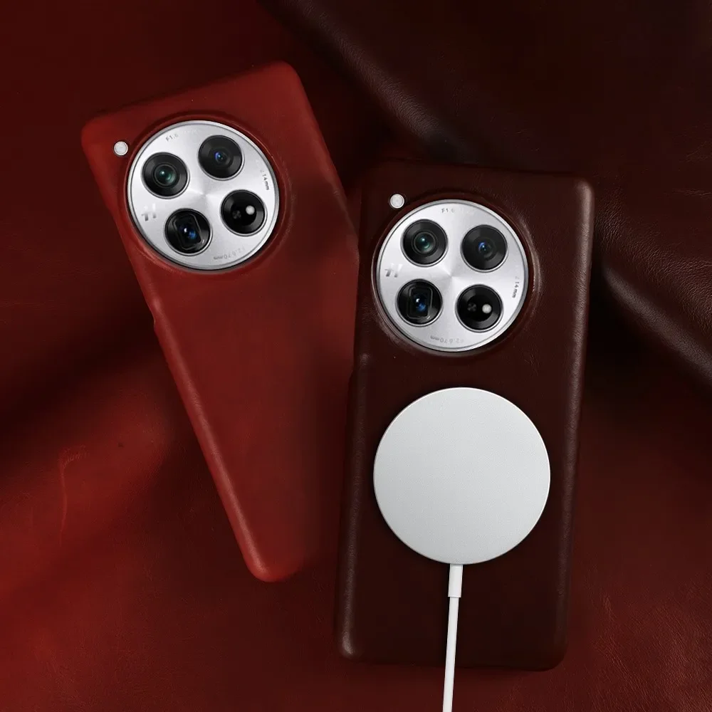 

Чехол для Oneplus 12, роскошные чехлы из натуральной кожи с масляным воском для oneplus 10Pro 12, магнитная адаптирующая задняя крышка Magsafe, Fundas coque