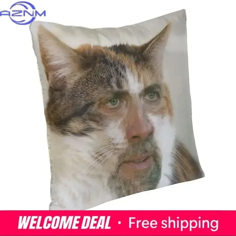 Nicholas Cage Cat Meme Throw Pillows Case Bedroom Sofa Home Decoration Cushions Cover Square Pillowcase one-sided Printing 1PC