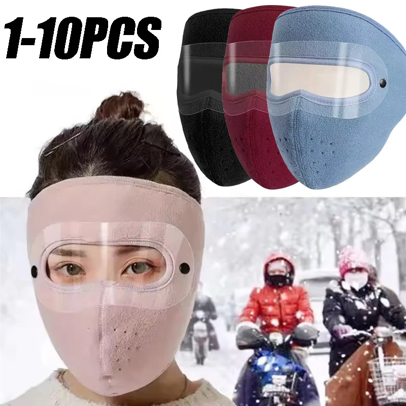 Winter Thermal Face Mask Fleece Lined with Integrated Goggles Ear Protection for Cycling Windproof Cold Weather Design