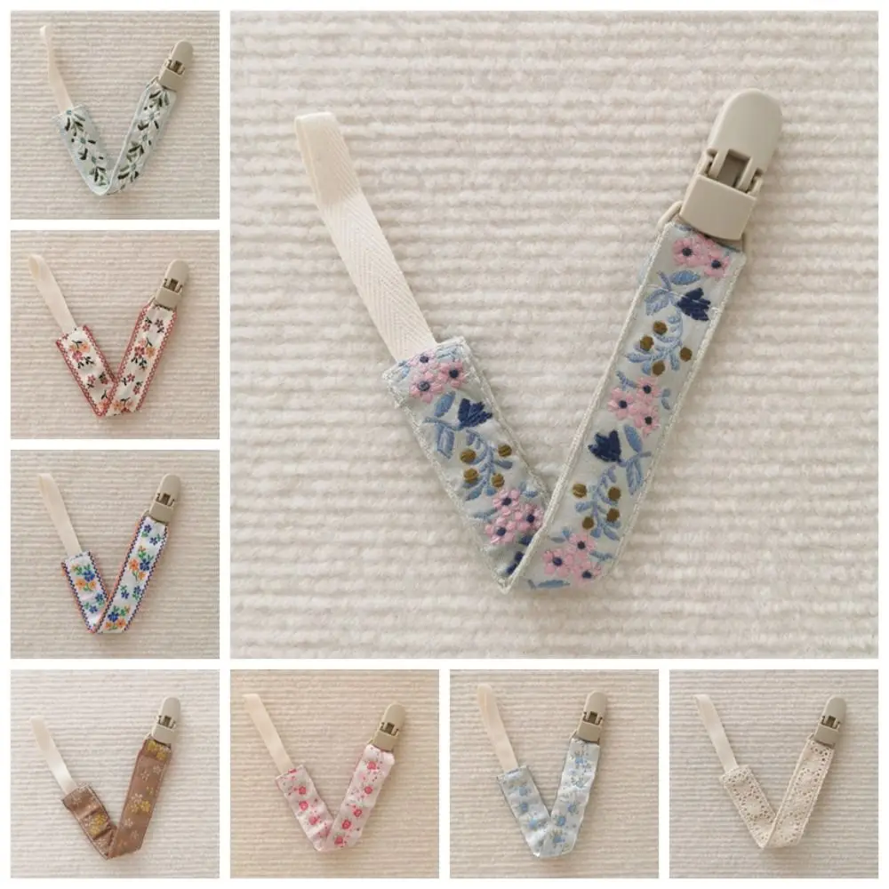 Ethnic Style Baby Cloth Pacifier Chain Floral Teether Straps Soother Holder Dummy Clips Adjustable Nipple Holder Clips Toddler