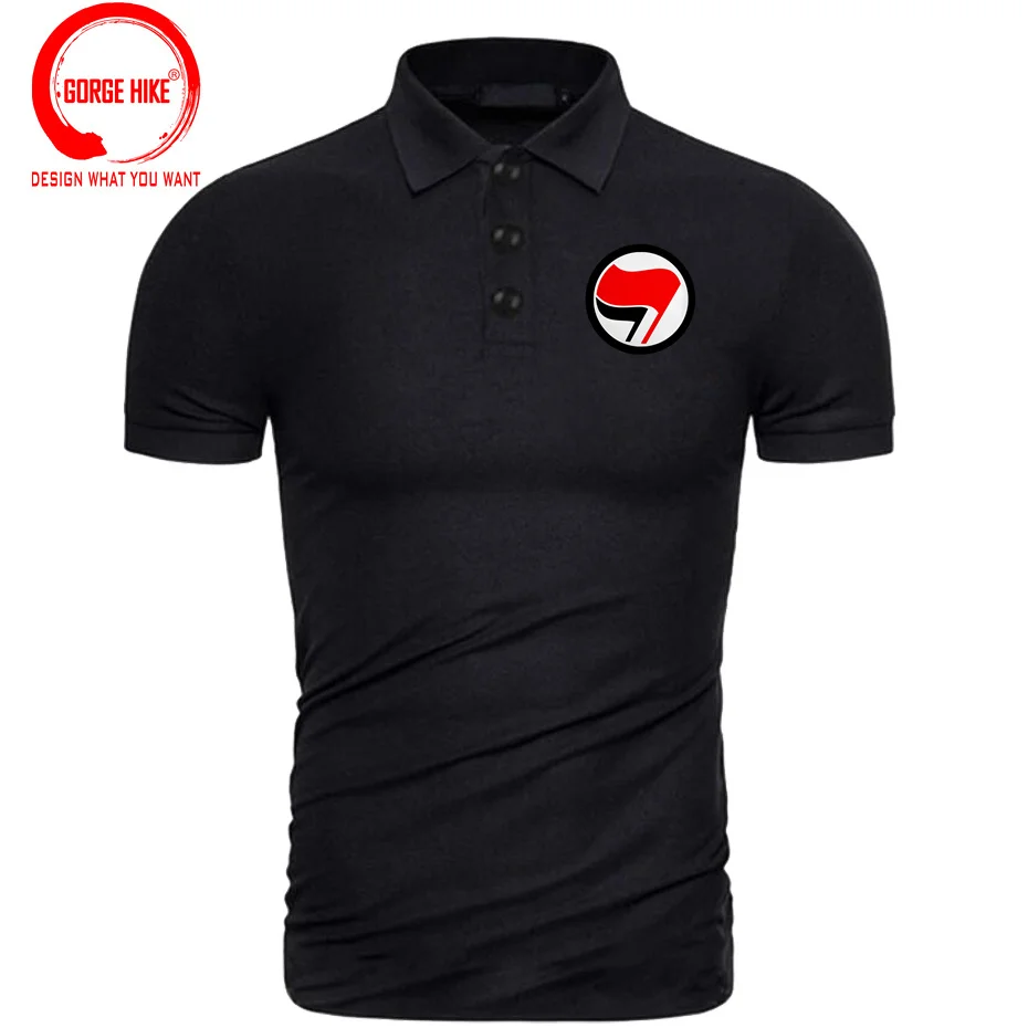 ANTIFA Antifascist Anarchy Anarchist Polo Shirts Peace Flag 3D Symbol Short Sleeve Polo Shirt Fashion Printed Tees Men's T-shirt