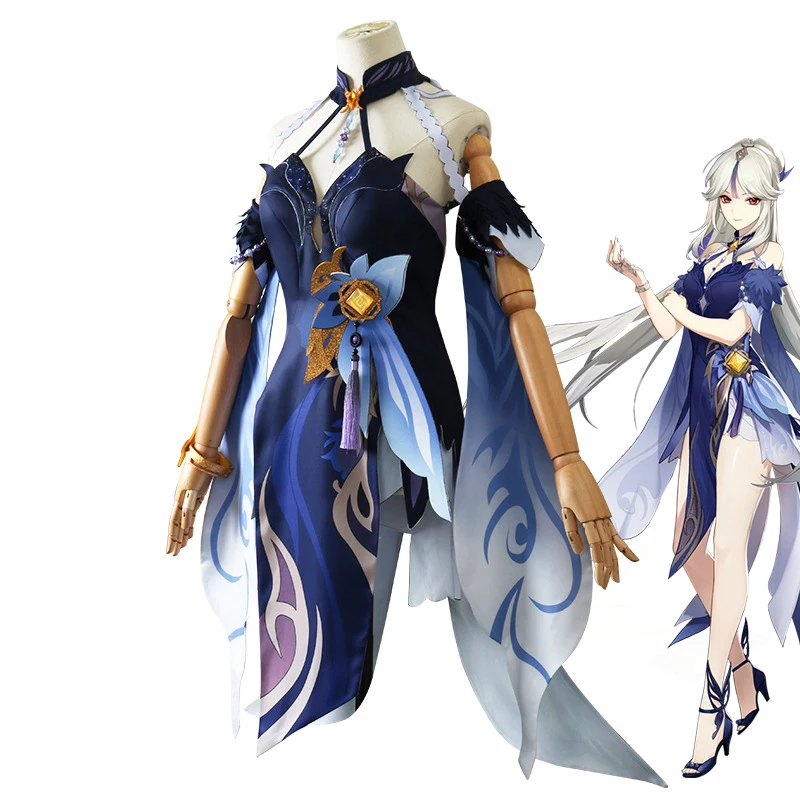 Genshin Impact Game Cosplay Traje para Mulheres, NingGuang Wig, Cheongsam Suit, Skin Halloween Outfit, Roupas de festa