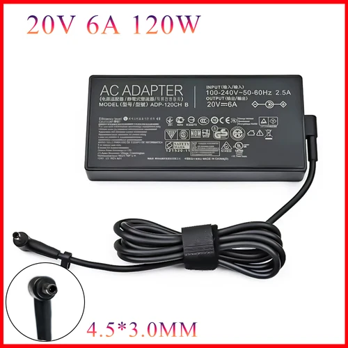 Cargador para ordenador portátil Asus, adaptador de CA de 20V, 6A, 120W, 4,5x3,0mm, ADP-120CH B, UX564EH, UX564EI, UX564PH, M6500QB, M6500QH, M6500QE, M6500QC