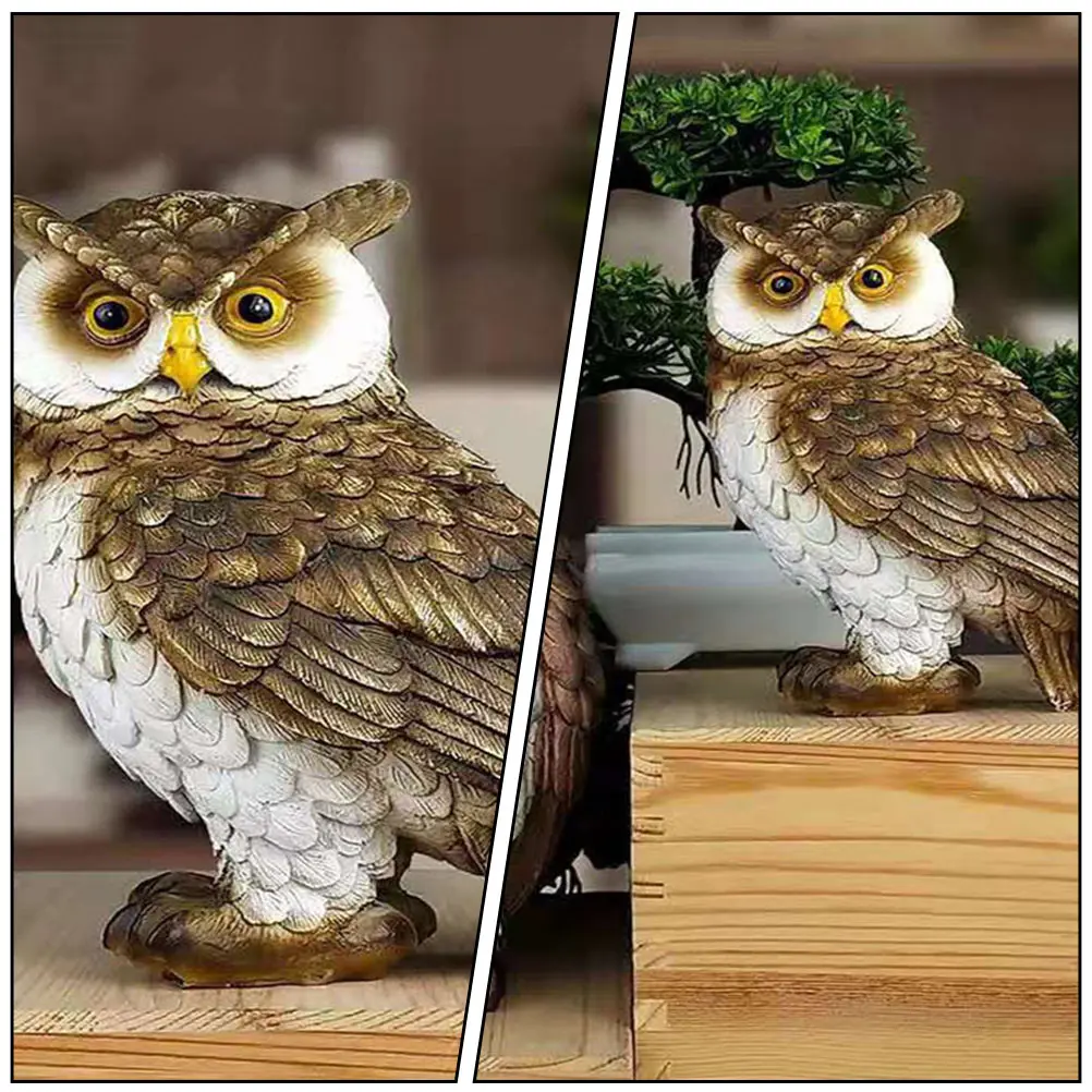 

Resin Owl Decor Crafts Delicate nament Desktop Bookshelf Natural Material Lightweight Realistic Design Household Decoration Mini