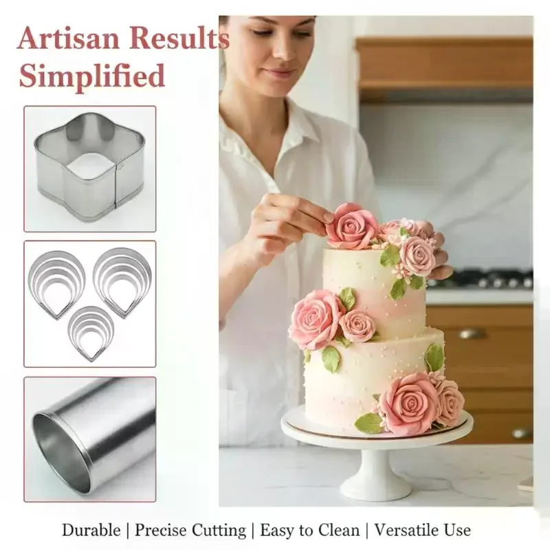 5/7Pcs Peony Petal Veiner Silicone Mold Stainless Steel Cutter Mould Handmade Fondant Flower Molds Cake Decorating Tool Bakeware