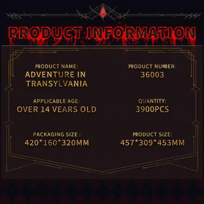 3900 ELEMENTÓW Przygoda w Transylwaniach Słynny Zamek Wampirów Horror Nawiedzony Dom Klocki Architektura Zabawka Urodzinowa dla Dzieci