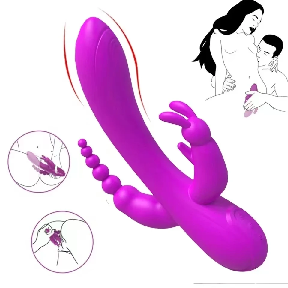 

3 in 1 Dildo Rabbit Vibrator Female G-spot Clitoris Vagina Anus Stimulator Prostate Masturbation Massager Sex Toys for Women