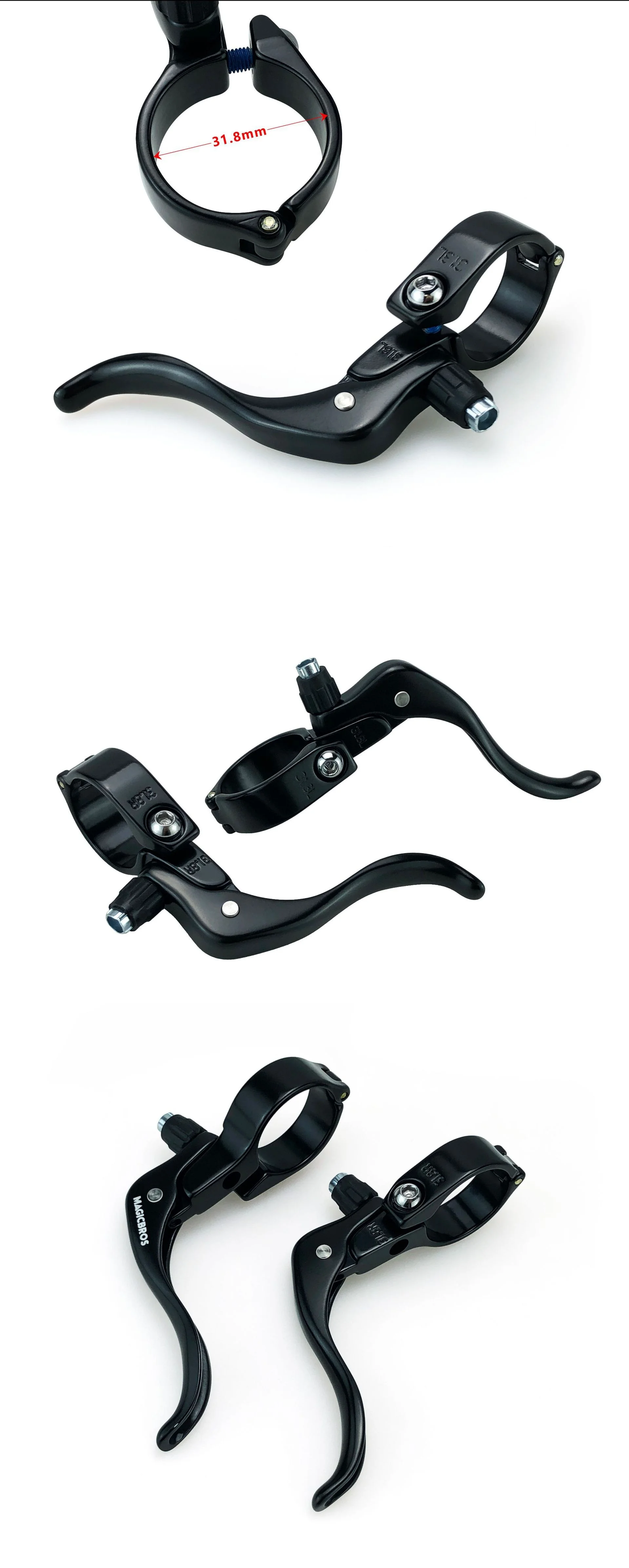 MAGICBROS Fixie-Fahrrad Vorderes C-Bremsen-Set mit Bremshebeln & Kabel für Rennräder 22,2/31,8MM Bremshebel Bremszangen-Set – Detail 2