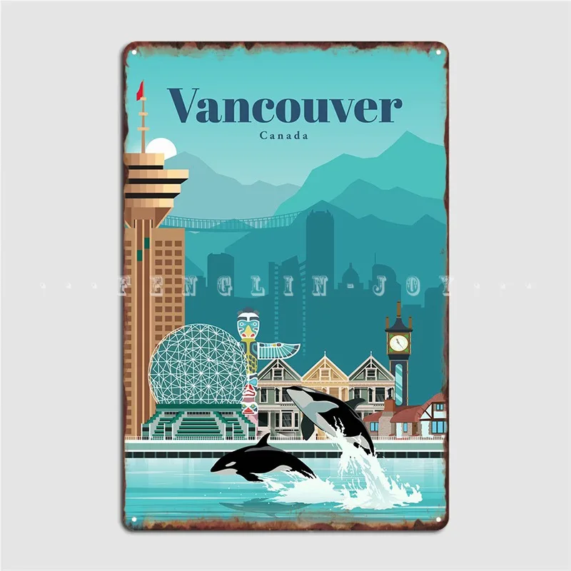 

Travel To Vancouver Poster Metal Plaque Wall Pub Wall Classic Plaques Tin Sign Poster