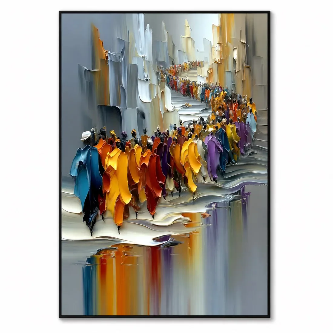 1pc frameless Canvas Painting The Great Migration Painting,Colorful Textured Wall Art,Large Impasto Figurative Art,Christian Wal