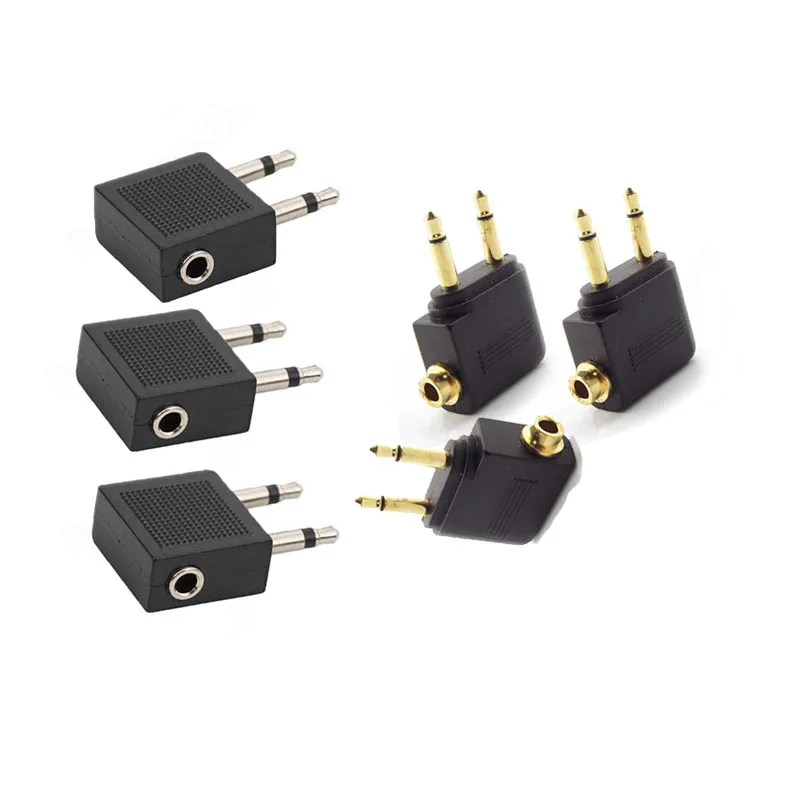 5pcs 3.5mm dual male Jack Airline Airplane Earphone Headphone Headset Audio Connector Plug Adapter for Travel V27