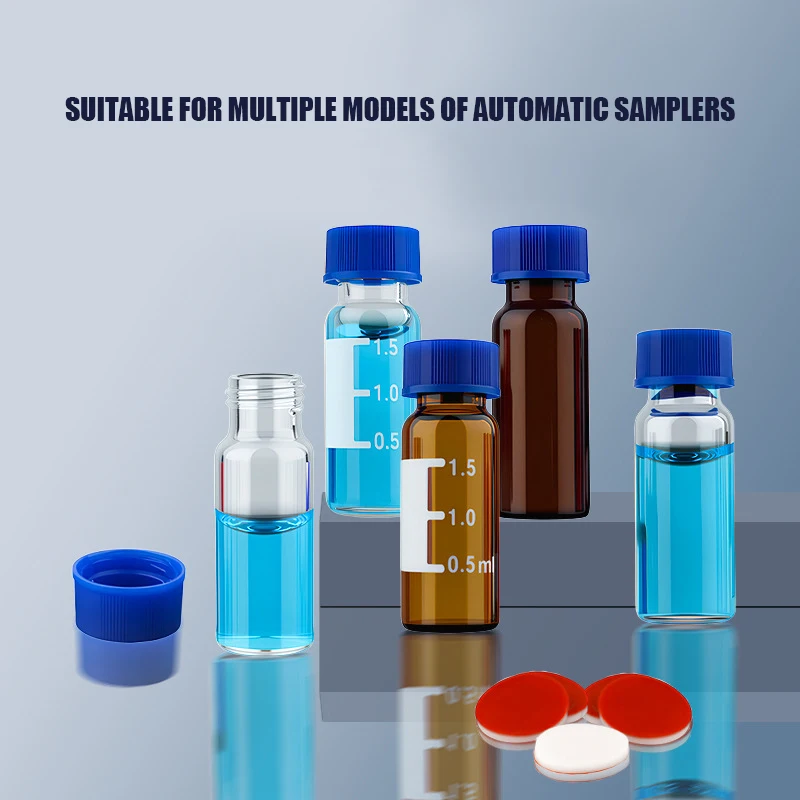100Pcs 2Ml Glass Autosampler Vials With Screw Top Caps And Septa Good Sealing With Scale Mark For HPLC Instrument Lab Consumable