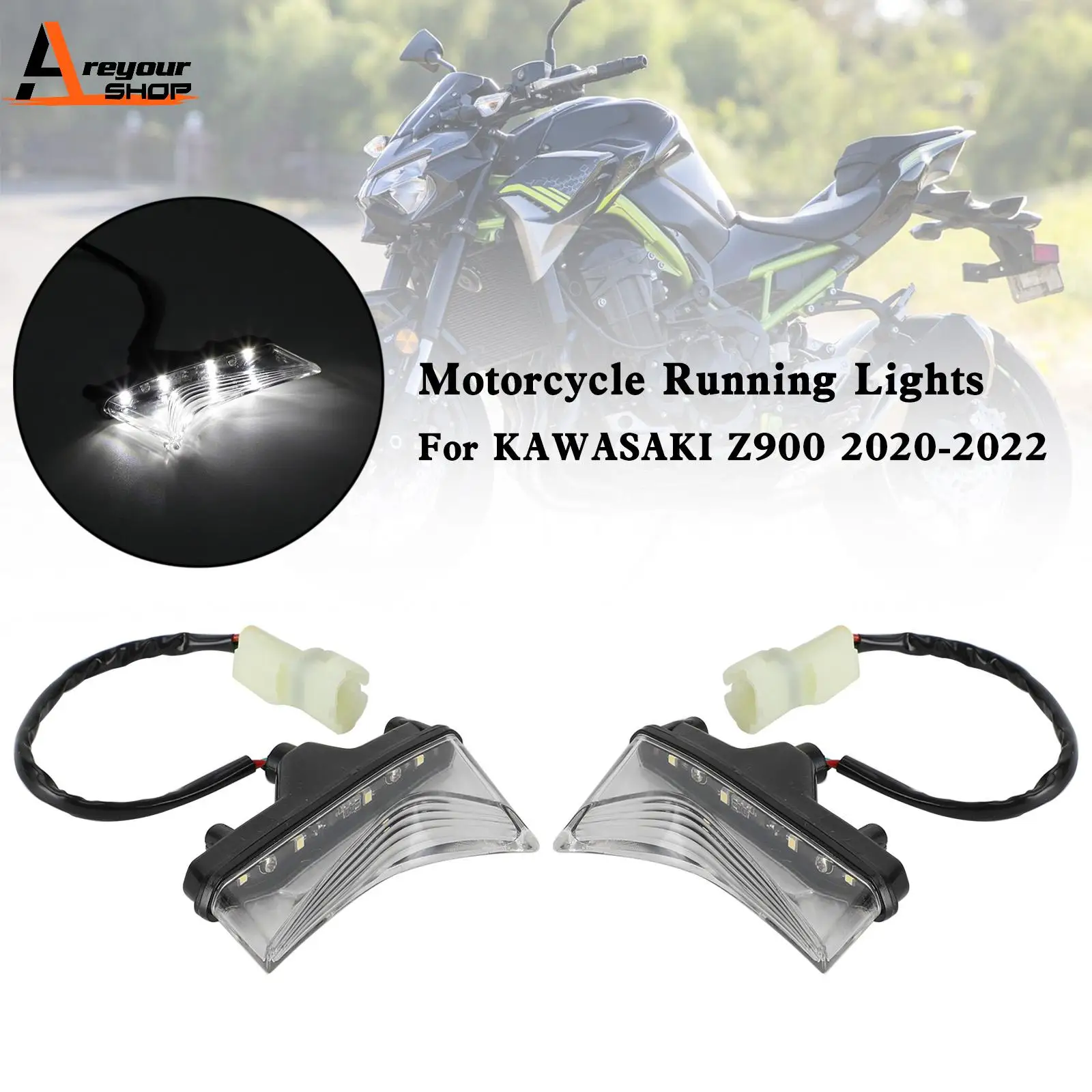 Areyourshop LED Front Daytime Running Lights Headlight For KAWASAKI Z900 2020-2022 Motorcycle Accessories