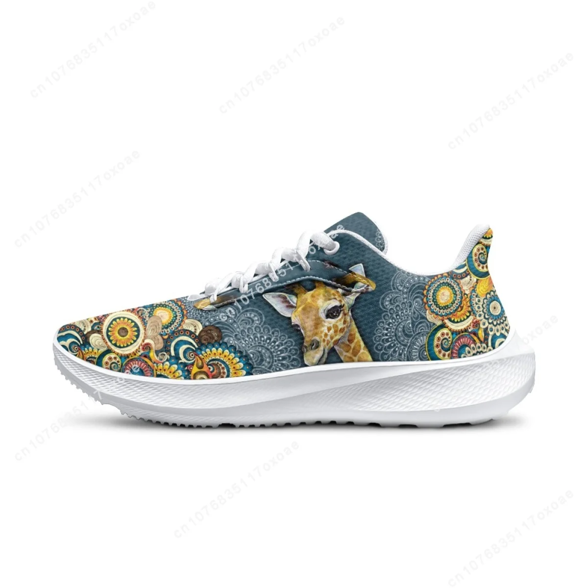 New Summer Casual Shoes for Women Fashion Hot Giraffe Pattern Print Lace Up Sneakers Vulcanized Wear-Resistant Running Shoes