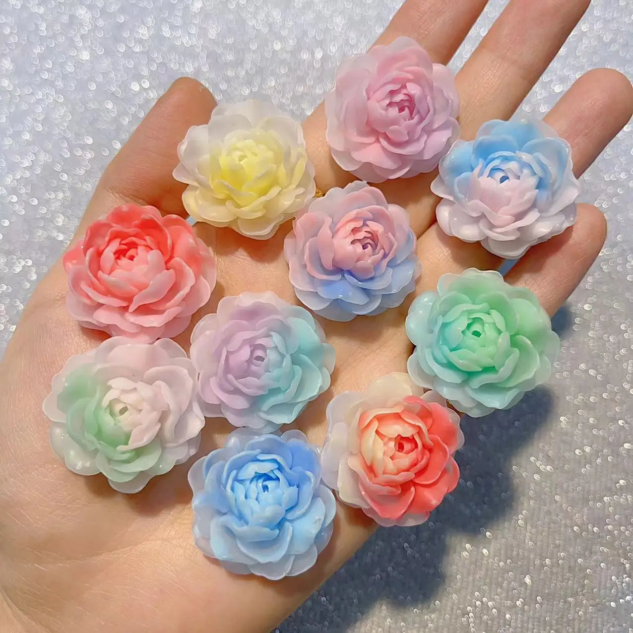 100PCS Matte Jasmine Flower Resin 30MM Night Light DIY Handmade Material Accessories Jewelry Home Decoration