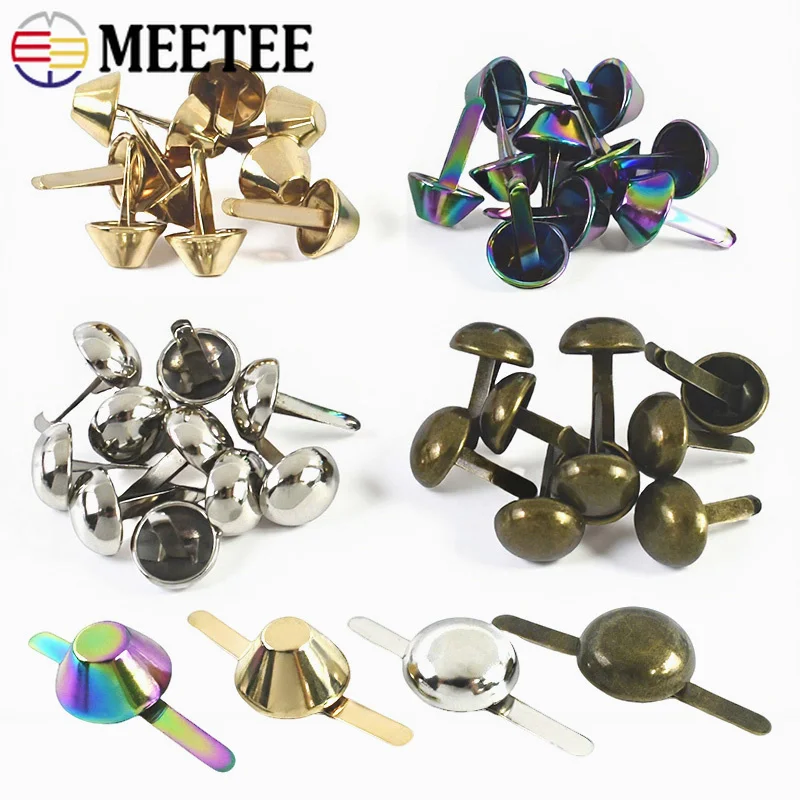 100Pcs 10/12/15mm Metal Bag Bottom Feet Studs Two Leg Rivets for Handbags Purses Tote Bags Base Protection Hardware Accessories