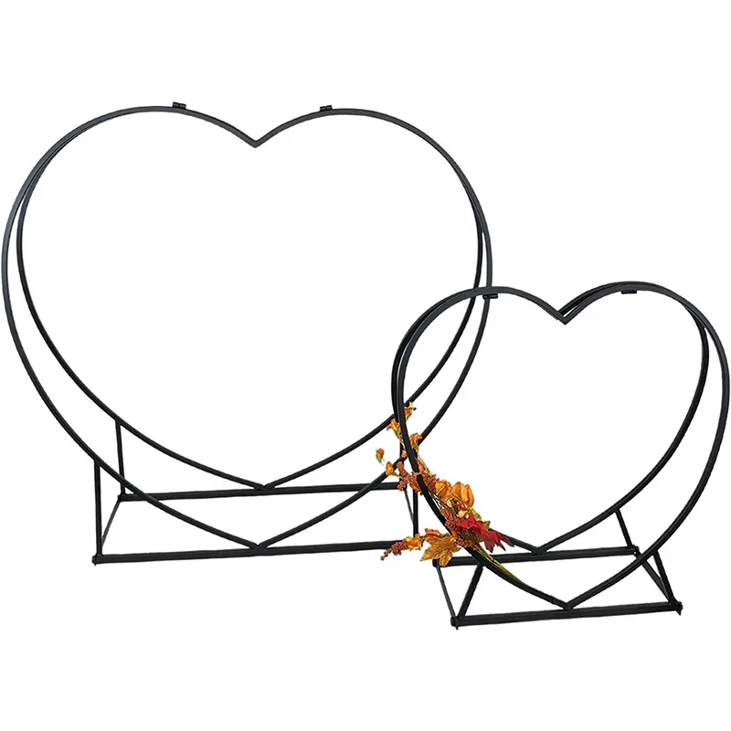 Wrought iron firewood rack Heart-shaped firewood rack Indoor and outdoor log storage New firewood Fireplace wood