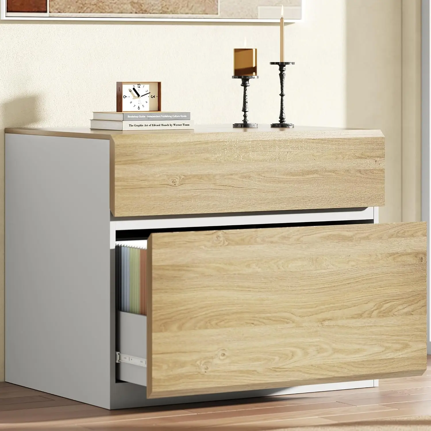 2 Drawer Lateral File Cabinet for Home Office, 31.5W*23H | Wood Filing Cabinet with Ample Storage, Doubles as Printer Stand for