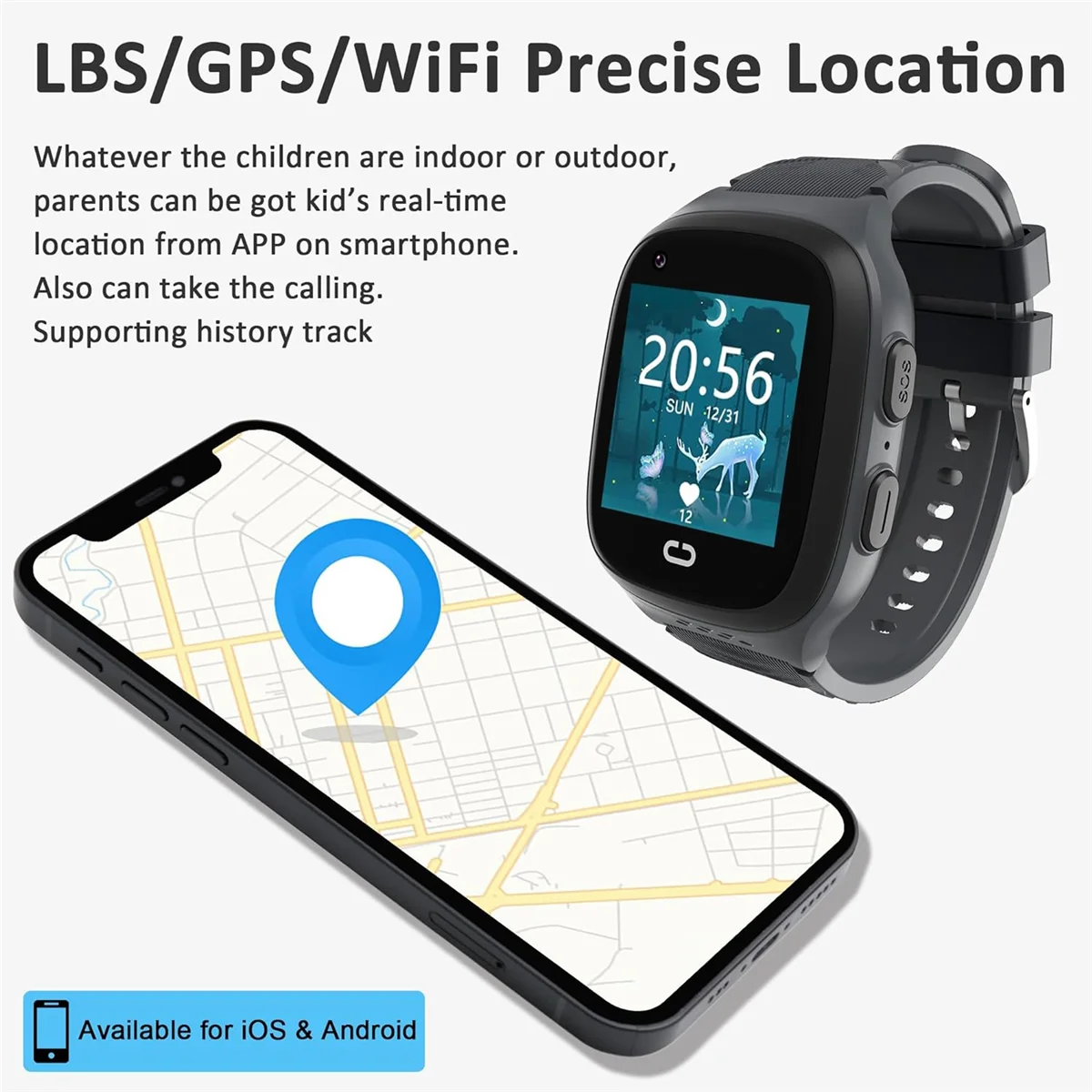 Smart Watch per bambini 4G con localizzatore GPS e videochiamate, chiamata SOS a una chiave con Chat vocale fotocamera GPS Tracker Watch per bambini