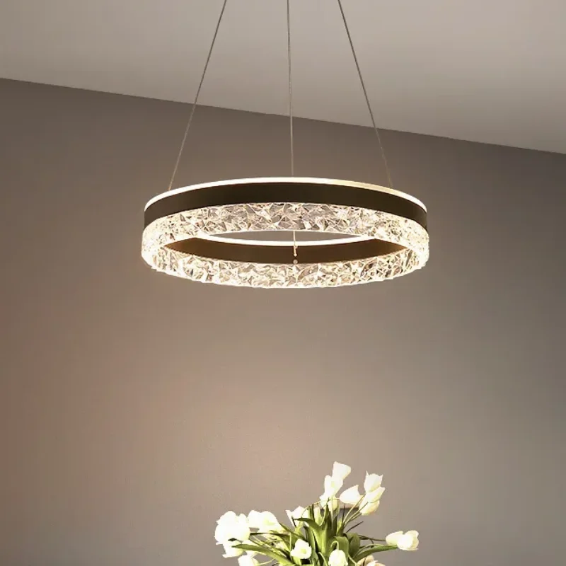 

Modern Minimalist Led Chandelier Home decor lighting Crystal Rings Ceiling Chandelier Lighting Hanging Lamp White&Gold Frame