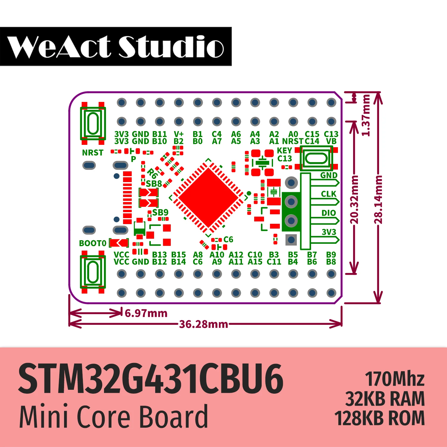 WeAct STM32G431CBU6 STM32G431 STM32G4 STM32 Core Board Demo Board