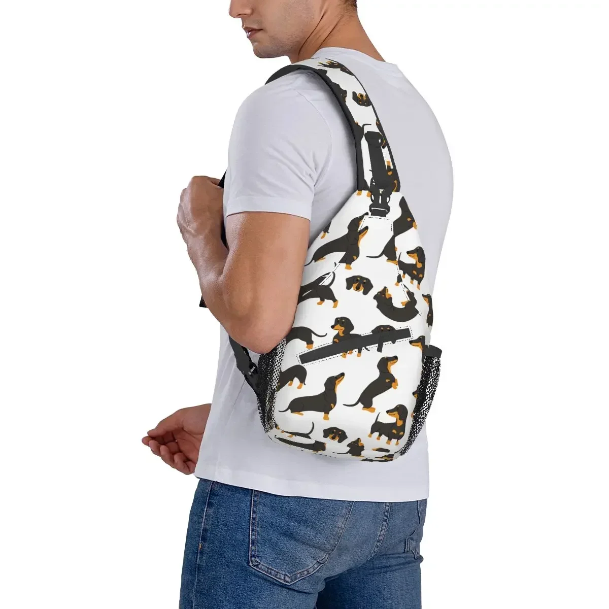 Dachshund Sling Bag Chest Crossbody Shoulder Sling Backpack Travel Hiking Daypacks Gift for Animal Dog Lover Printed Pack