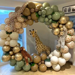 Balões Jungle Safari Party Balão Verde Kit Garland Arch Decoração de Festa de Aniversário Selvagem Primeiro Balão de Látex para Crianças, Baby Shower