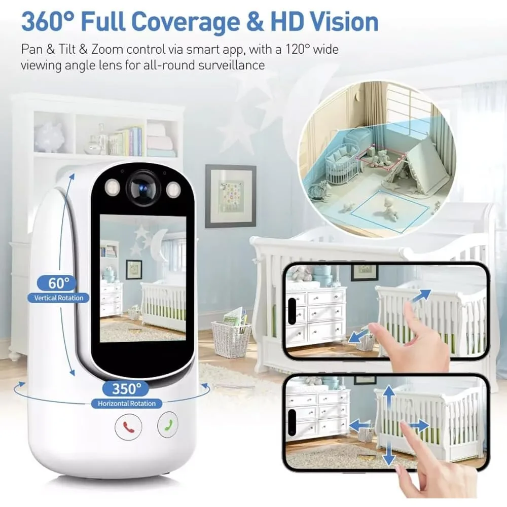 Videoanruf-Überwachungskamera für den Innenbereich, Kindermädchenkamera, Babykamera, Haustierkamera, 2-Wege-Videoanruf, 2-Wege-Audio, 360 ° Schwenk-/Neige-WLAN-Kamera für