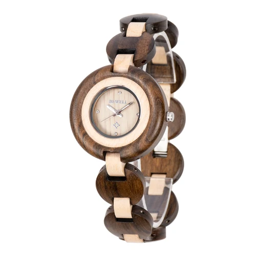 Relojes de madera natural para mujer, reloj de pulsera deportivo único de madera de cuarzo hecho a mano para mujer