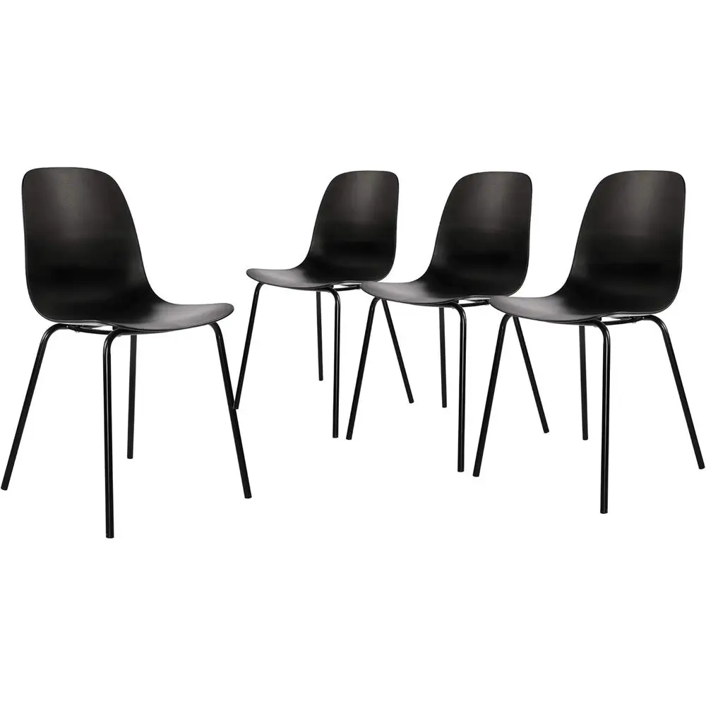 

Комплект из 4 черных пластиковых стульев для улицы и дома с металлическими ножками