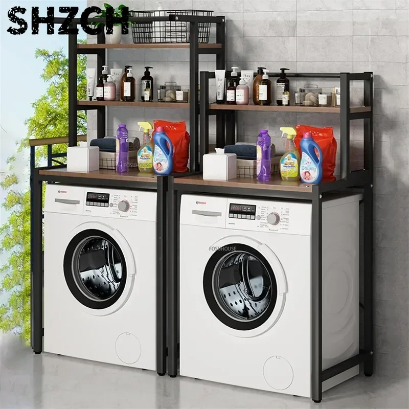 Bathroom Toilet Storage Cabinet Waterproof Washing Machine Storage Rack Balcony Multi-layer Wood Storage Holder Home Furniture R
