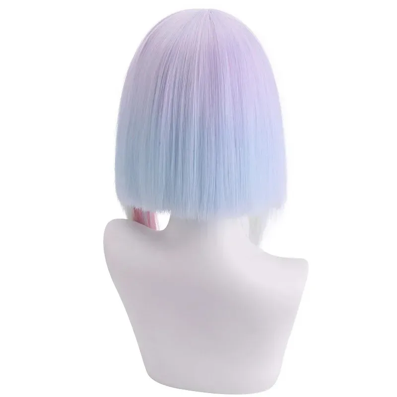 Lucy Cosplay Wig Anime Cyberpunk Edgerunners Cosplay Mixed Color Wigs Heat Resistant Synthetic Wigs  Wig Cap