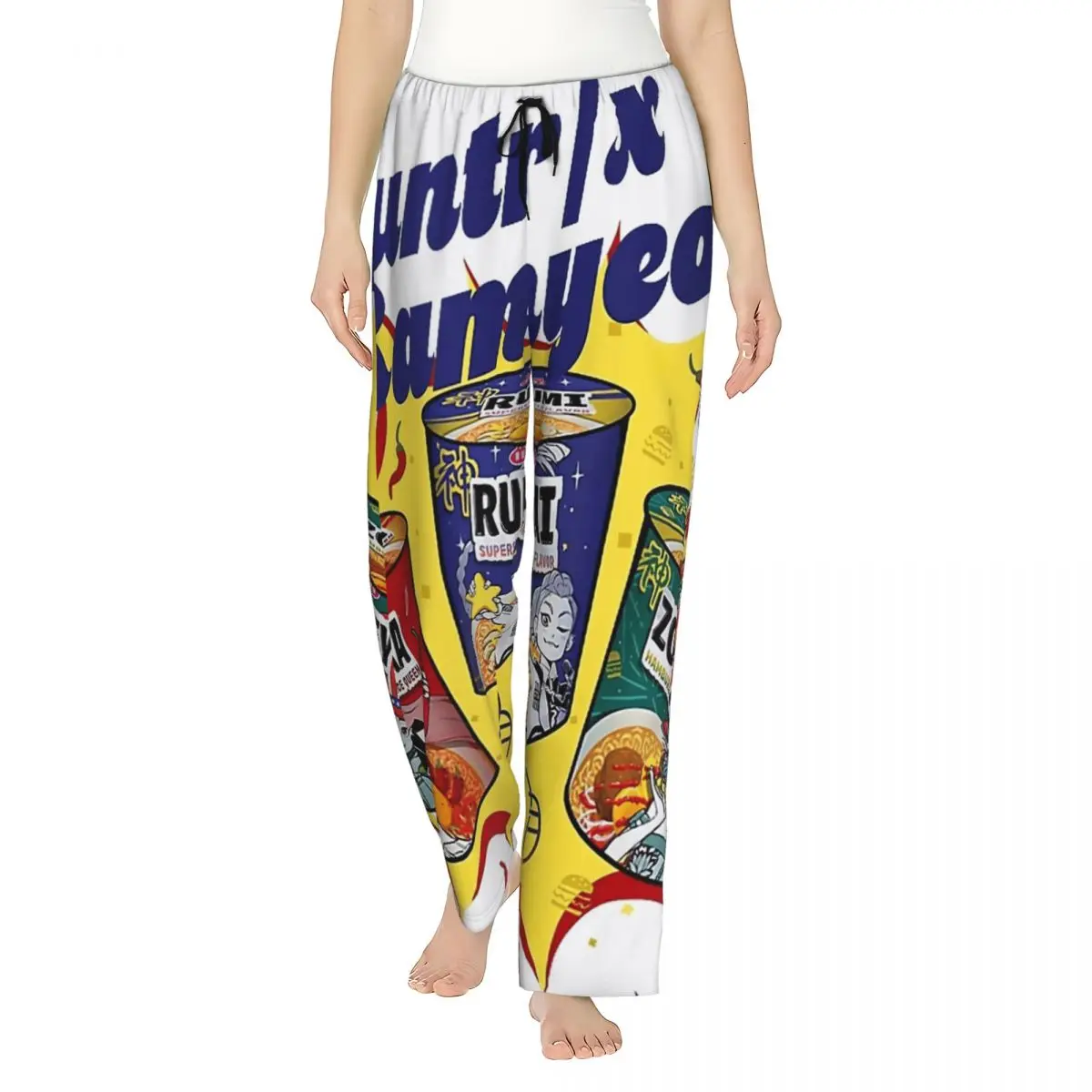 

Huntrix Kpop Demon Hunters Ramyeon Pajamas For Womens Loose Casual Bedroom Pajama Pants Comfortable Sleeping Pants Home Pants