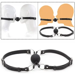 50mm Solid Silicone Ball Double Mouth Gag Bdsm Oral Fixed Dual Straps Bondage Bdsm Sex Toy for Couple SM Open Mouth Plug