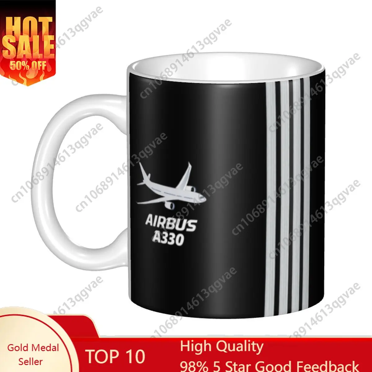 

DIY Airbus A330 Captain Stripes Ceramic Mugs Customized Pilot Aviation Aviator Airplane Coffee Cup Creative Gift