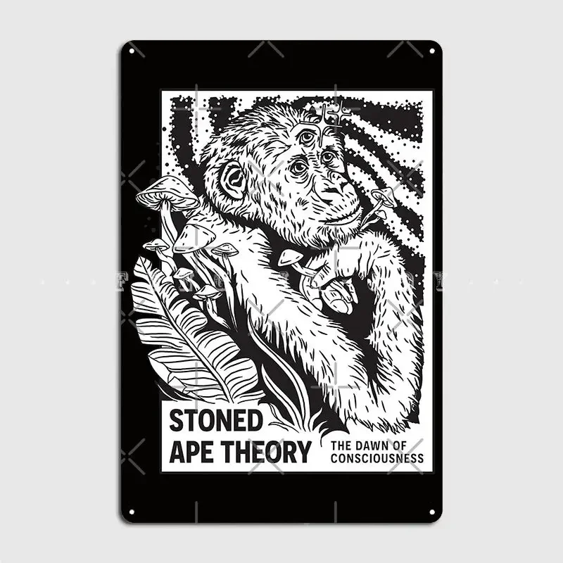 Stoned Ape Theorys Psychedelic Magic Mushroom Terence Mckenna Metal Sign Wall Cave Cinema Design Poster Tin Sign Posters